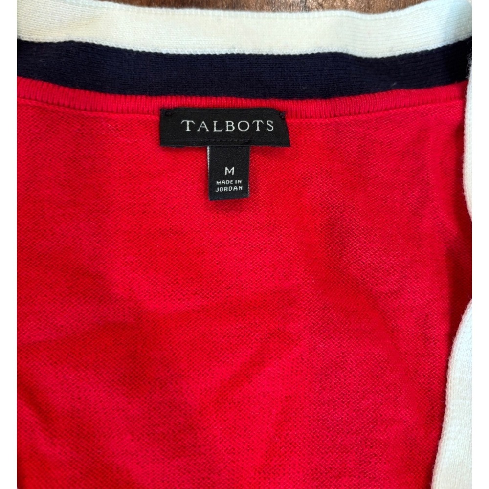 TALBOTS Women's Cashmere Blend Cardigan Sweater Long Sleeve nautical preppy sz M - Picture 3 of 8